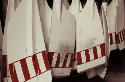 White oars for sale in shop