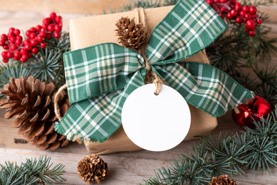 Christmas decorations on table