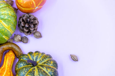 High angle view of pumpkin on table