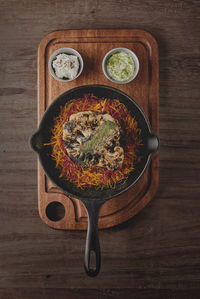 Directly above shot of food on table