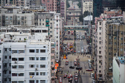 High angle view of buildings in city