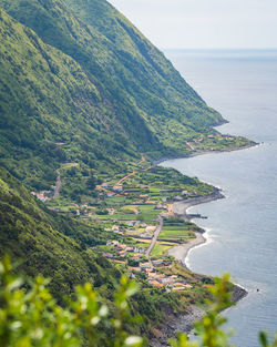 Scenic view of sea and mountains