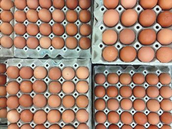 Full frame shot of eggs in carton