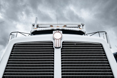 Low angle close-up of american vintage classic car truck front grille