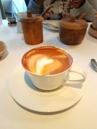 High angle view of coffee on table