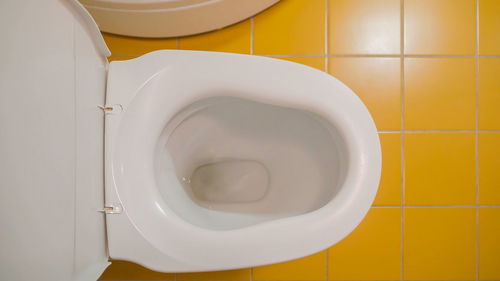 Directly above shot of white bathroom