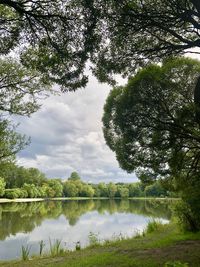 Scenic view of lake against sky