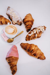 High angle view of breakfast on table