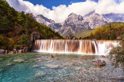 Blue moon valley in jade dragon snow mountain, lijiang, yunnan china. nature and landscape 