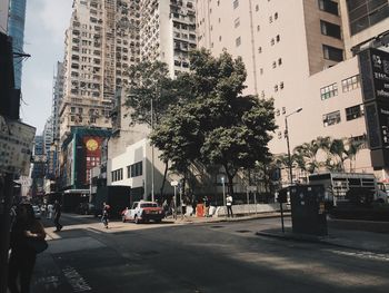 View of city street and buildings