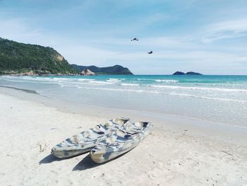 Scenic view of beach against sky