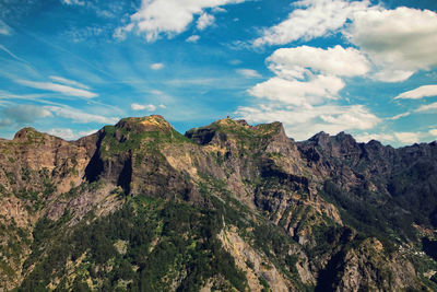 Looking over the mountaisn surrounding curral de freiras on madeira island