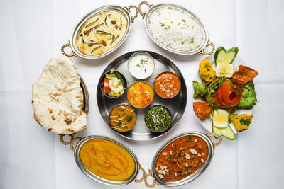 High angle view of food on table