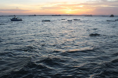 Scenic view of sea against sky during sunset