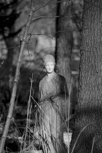 Black and white statue in the winter sun