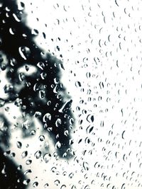 Full frame shot of raindrops on glass window