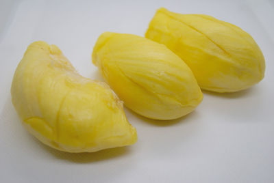 High angle view of yellow slices in plate