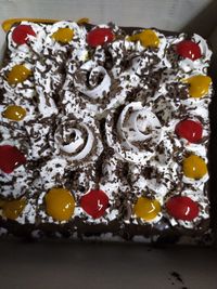 High angle view of cake