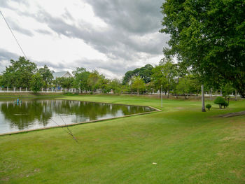 Scenic view of lake against sky