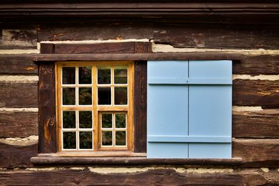 Window in a wooden cabin