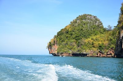 Scenic view of sea against clear sky