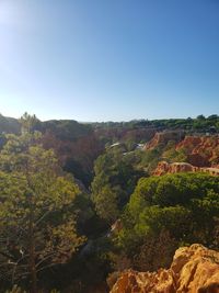 Scenic view of landscape against clear blue sky