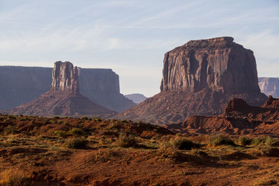 Rock formations on landscape against sky