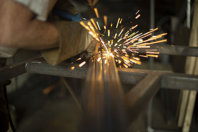 Low angle view of person working in factory