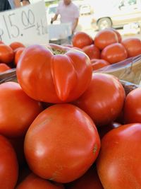 Close-up of tomatoes for sale at market stall