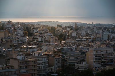 High angle view of townscape against sky