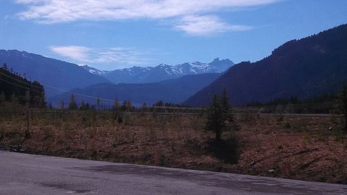 Scenic view of mountains against sky