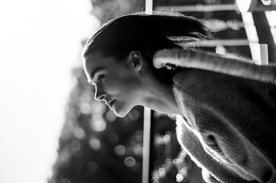 Close-up portrait of man looking away
