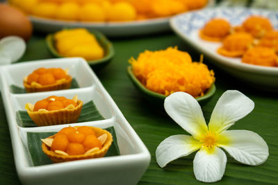 Close-up of food on table