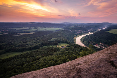 Scenic view of landscape against sky during sunset