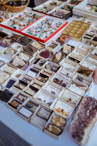 High angle view of food in store