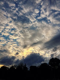 Low angle view of silhouette trees against sky during sunset