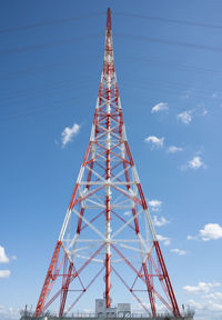 Low angle view of electricity pylon against sky