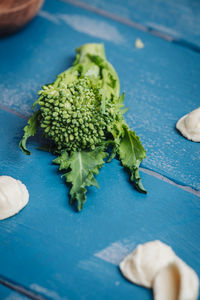 High angle view of chopped vegetables on table