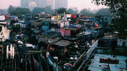 High angle view of dhobi ghat