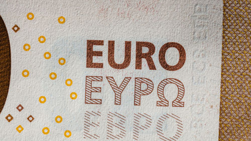 High angle view of text on paper