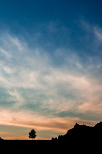 Scenic view of silhouette landscape against sky during sunset