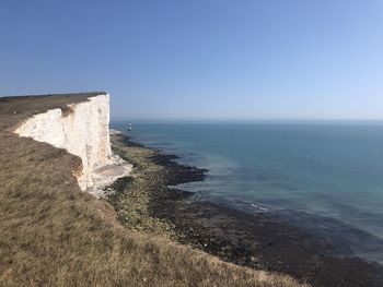Scenic view of sea against clear sky