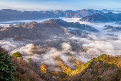 Scenic view of mountains against sky