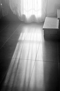 High angle view of tiled floor