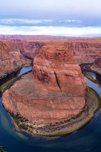 High angle view of horseshoe bend against sky