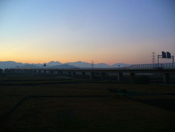 Suspension bridge at sunset
