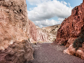 Low angle view of rock formations