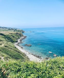 High angle view of sea against sky