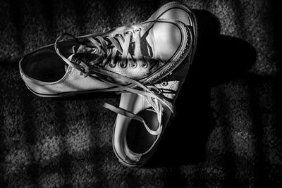 High angle view of shoes on table