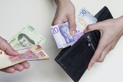 Midsection of woman holding hands